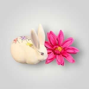 VTG Sundance Ceramic Bunny Rabbit Cotton Ball Holder Dispenser Bathroom Decor